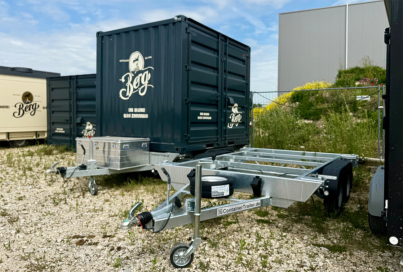 10 Fuß Containeranhänger für Berg Brauerei Ehingen – mobiler Verkaufscontainer